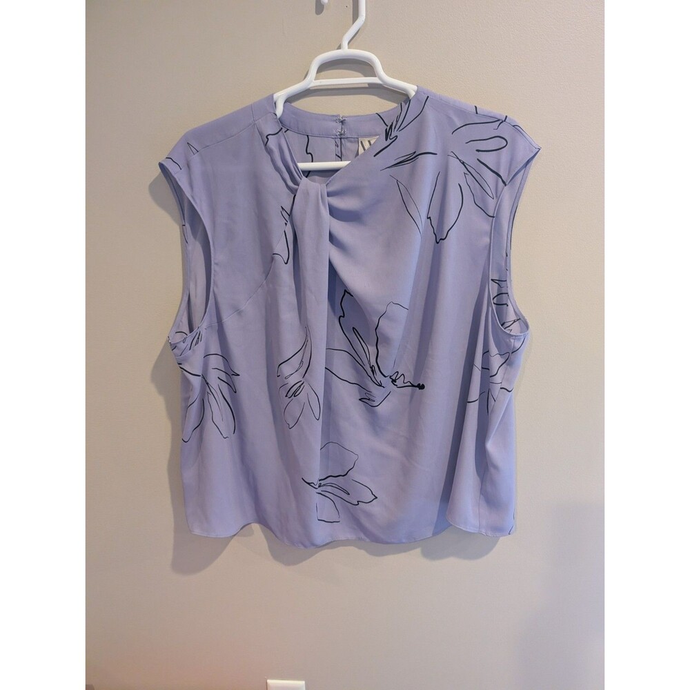 Worthington 3XL Sleeveless Top Women Lilac Lavender Line Floral Office Business